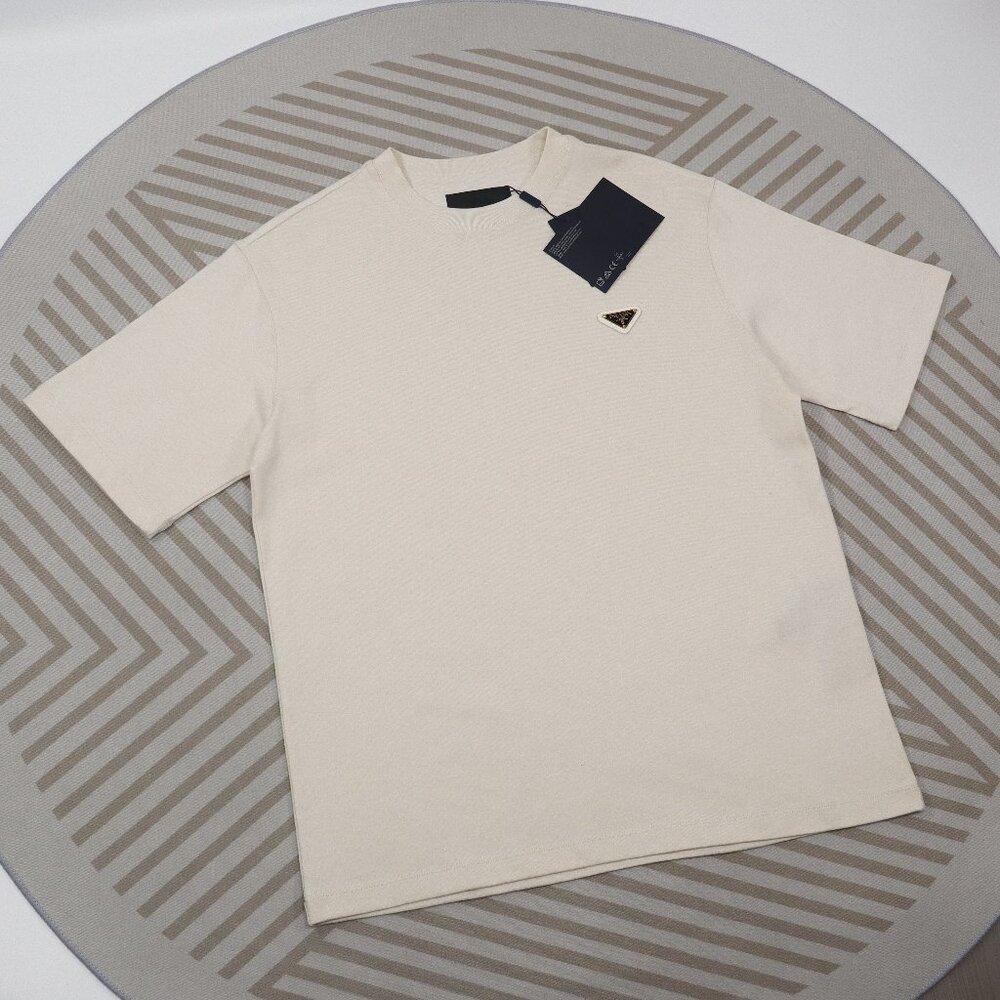 Prada gold triangle logo round neck short sleeves